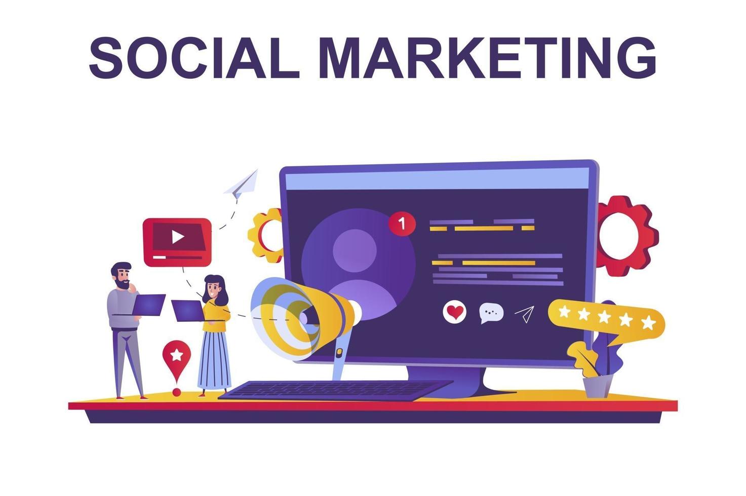 sociale marketing webconcept in vlakke stijl vector