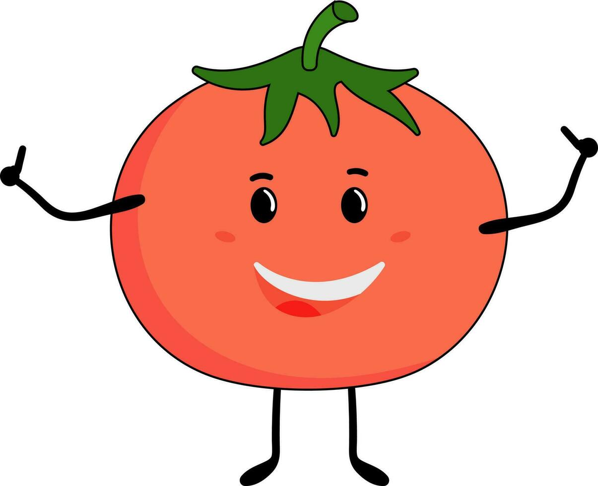vlak illustratie van vrolijk tomaat tekenfilm dansen icoon. vector