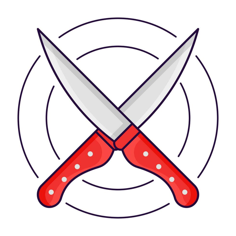 grijs en rood kruis mes Aan cirkel achtergrond. vector
