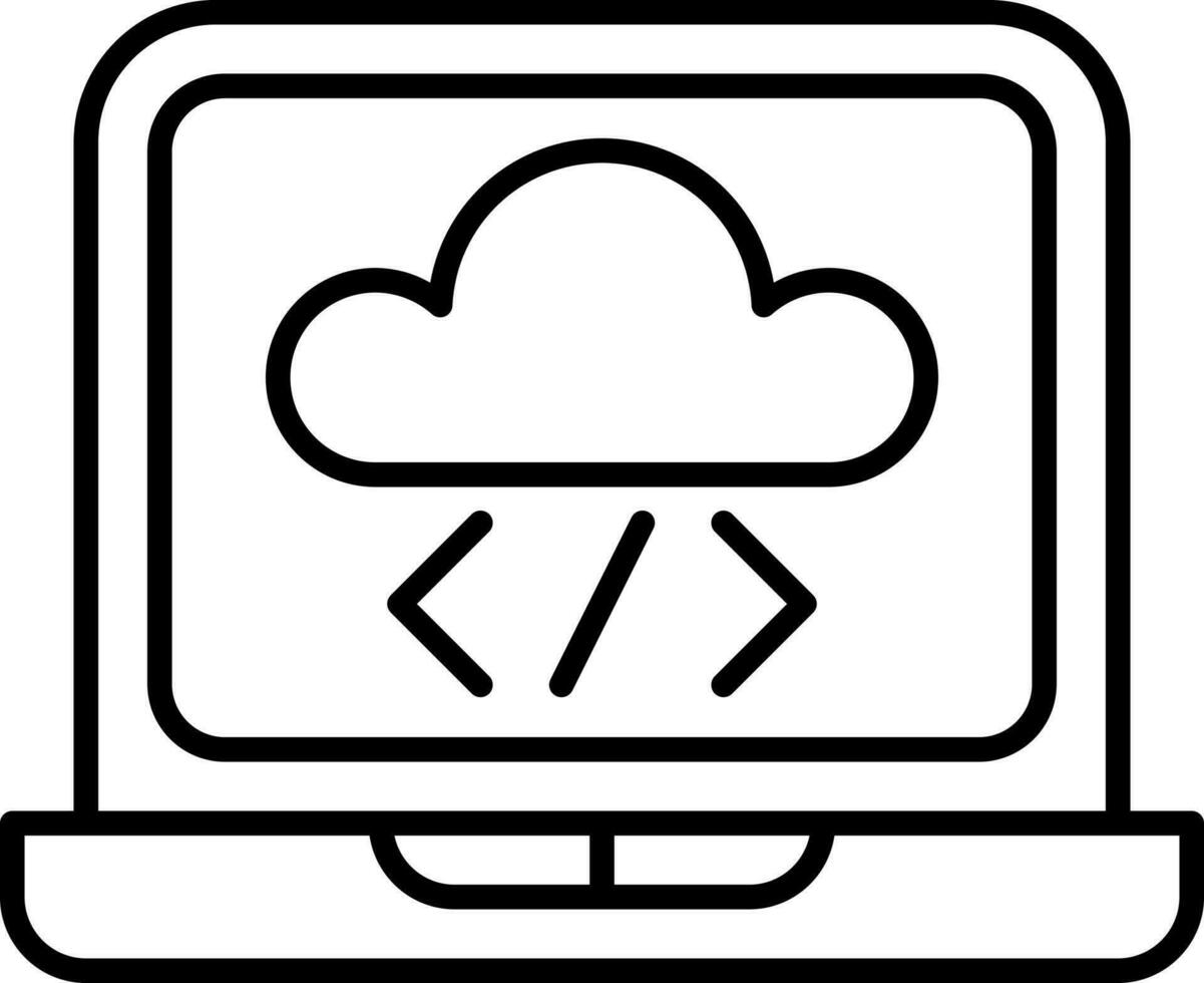 vlak stijl wolk ontwikkeling app in laptop icoon. vector