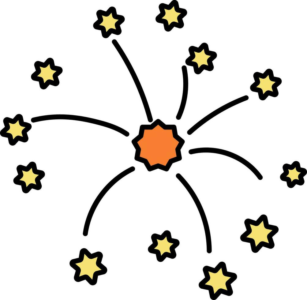 oranje en geel vuurwerk licht icoon of symbool. vector