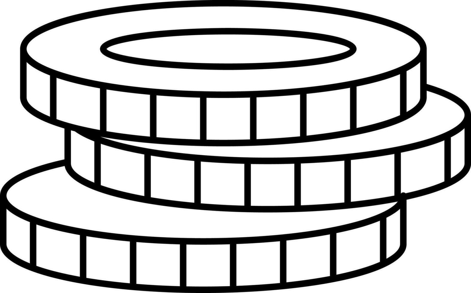 geïsoleerd munt stack icoon in zwart schets. vector