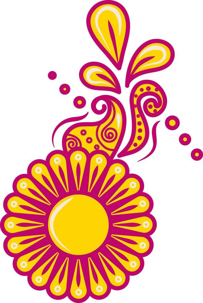illustratie van mooi bloem vorm rangoli icoon in rood en geel kleur. vector