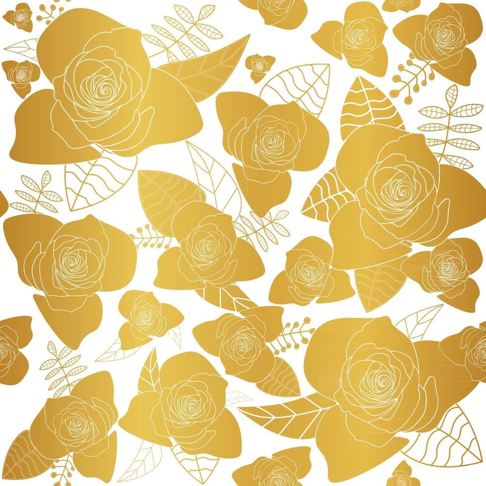 gouden roos bloemen naadloze patroon achtergrond vector