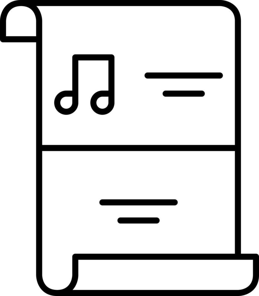 rol muziek- papier icoon zwart schets. vector