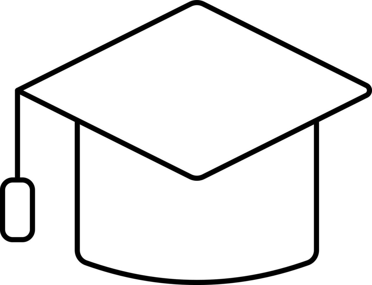 zwart lijn kunst van diploma uitreiking pet icoon. vector
