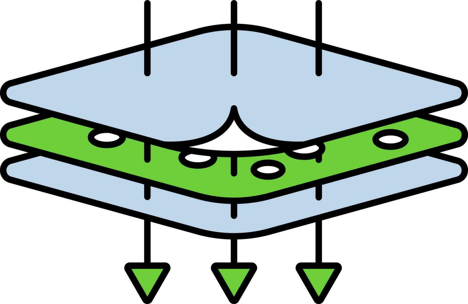 ademend laag icoon in blauw en groen kleur. vector