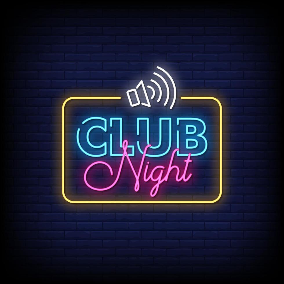 club nacht neonreclames stijl tekst vector