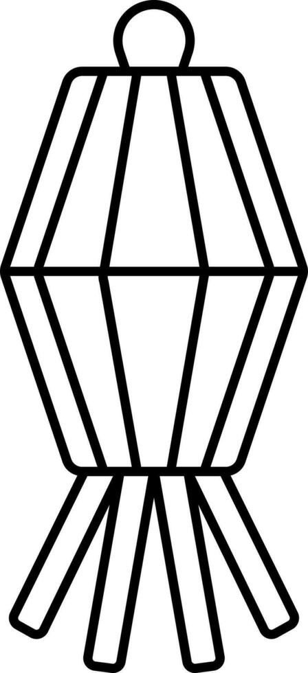 zwart dun lijn kunst zeshoekig kandil icoon. vector