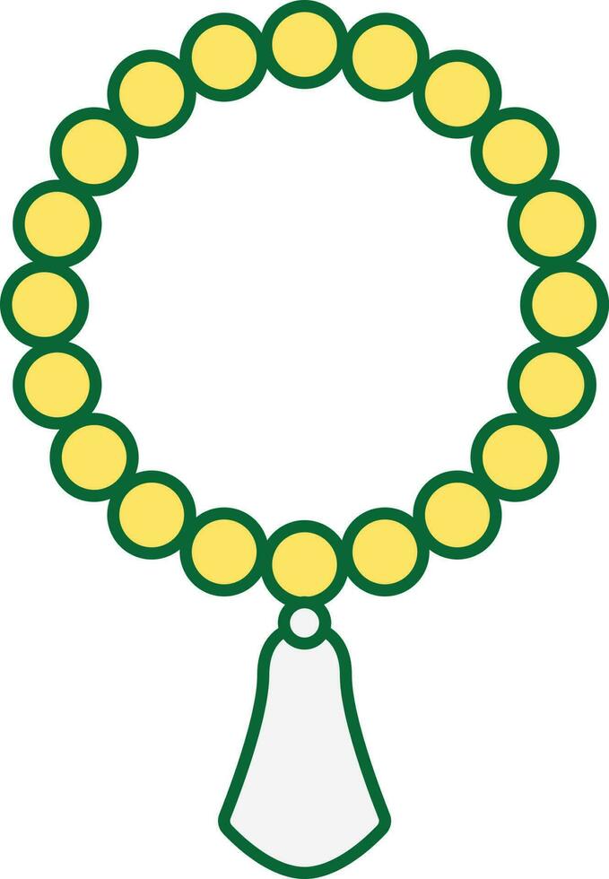 geïsoleerd tasbih geel icoon in vlak stijl. vector