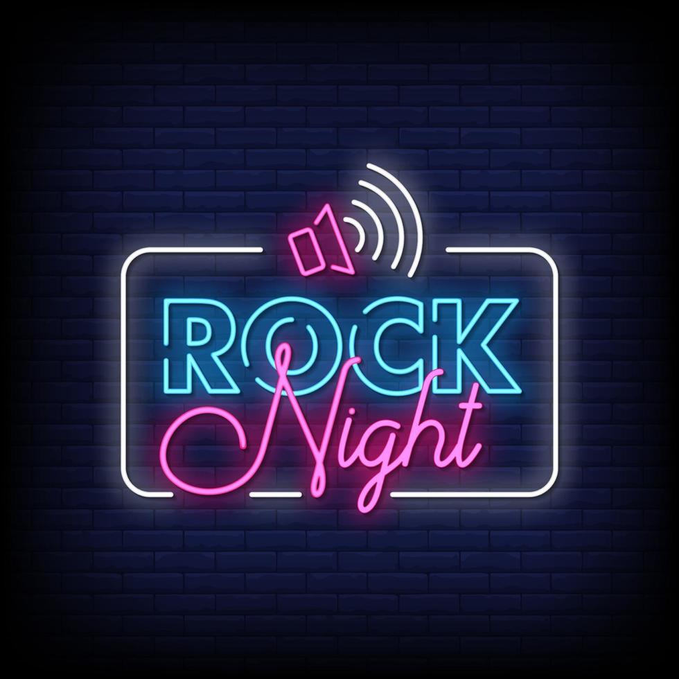 rock nacht neonreclames stijl tekst vector