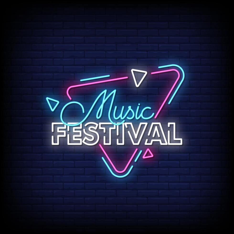 muziekfestival neonreclames stijl tekst vector