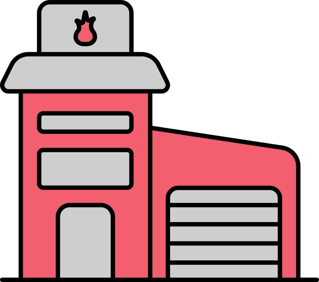 brand station icoon in grijs en rood kleur. vector