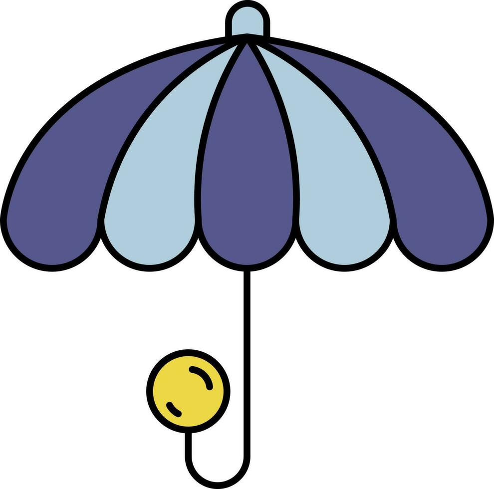 munt onder paraplu icoon in blauw en geel kleur. vector