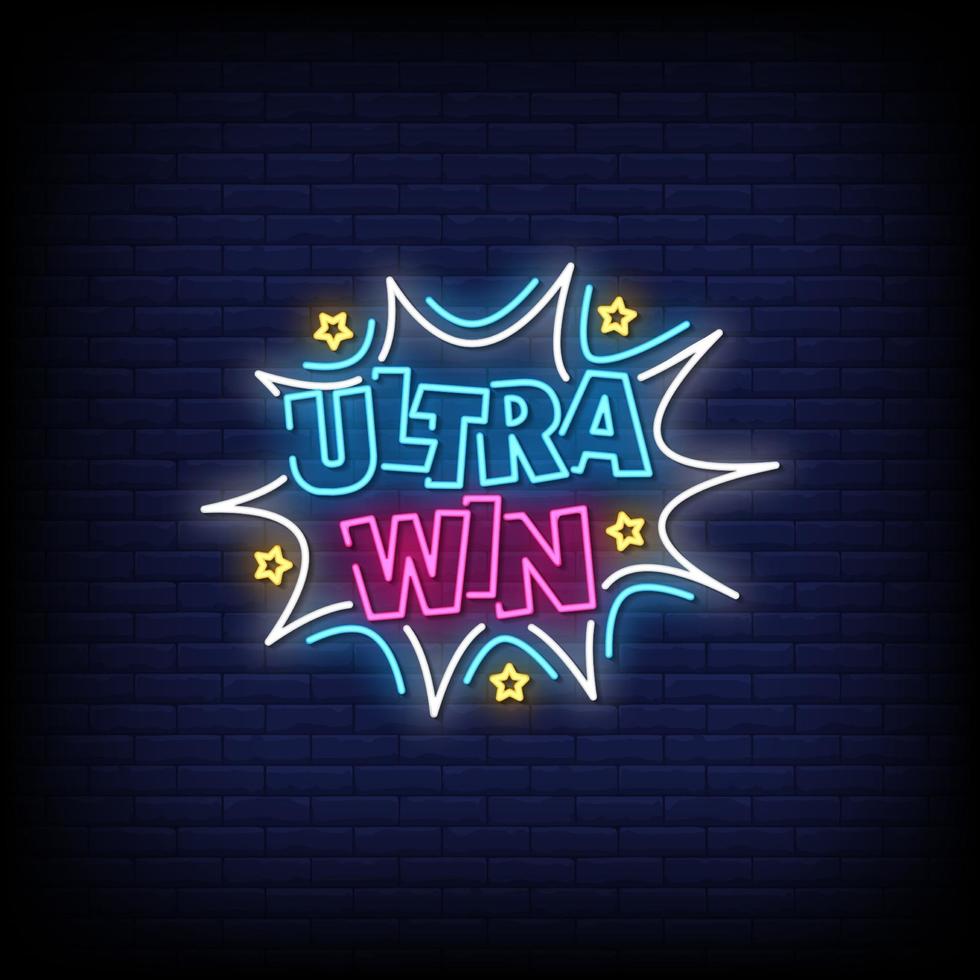 ultra win neonreclame stijl tekst vector