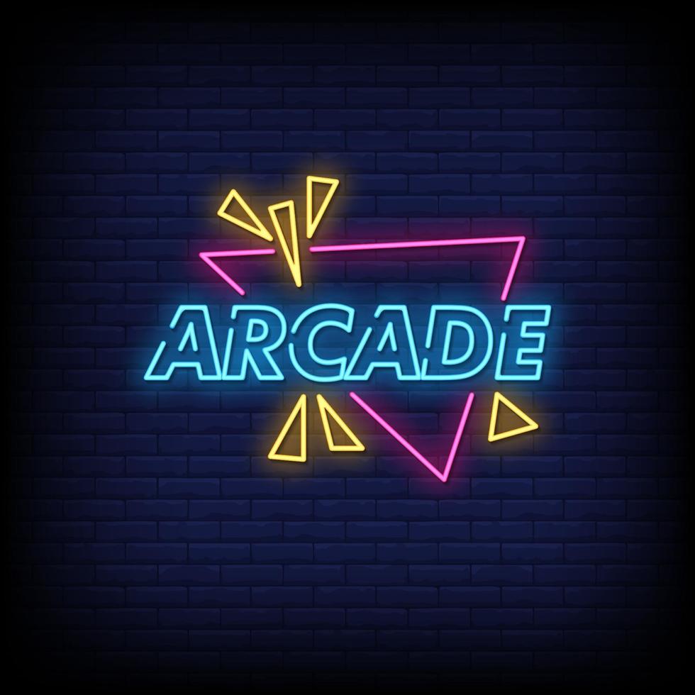 arcade neonreclames stijl tekst vector