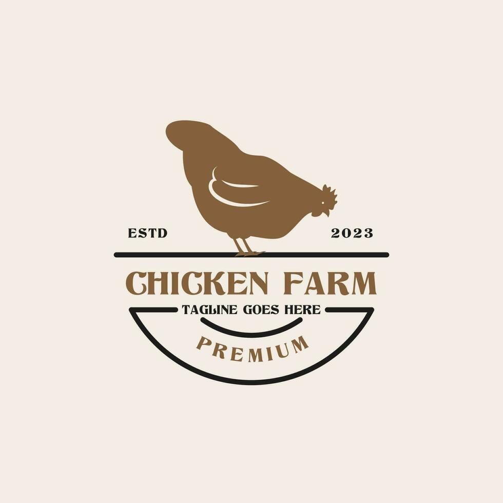 creatief wijnoogst kip boerderij logo ontwerp concept illustratie idee vector