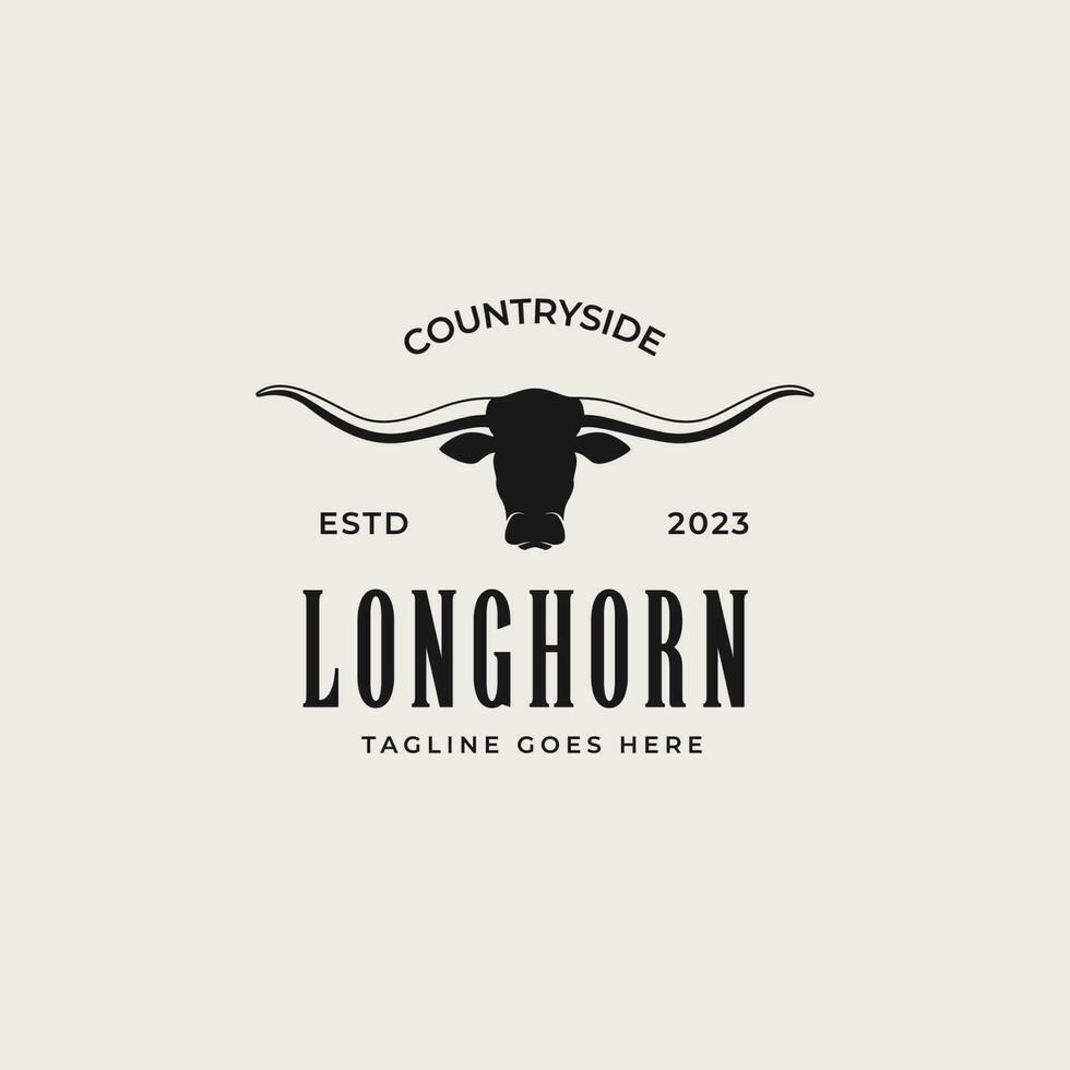 creatief wijnoogst Texas Longhorn land western logo ontwerp concept illustratie idee vector
