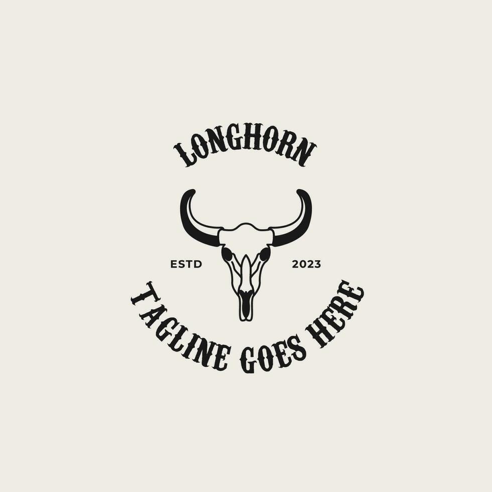 creatief wijnoogst Texas Longhorn land western logo ontwerp concept illustratie idee vector