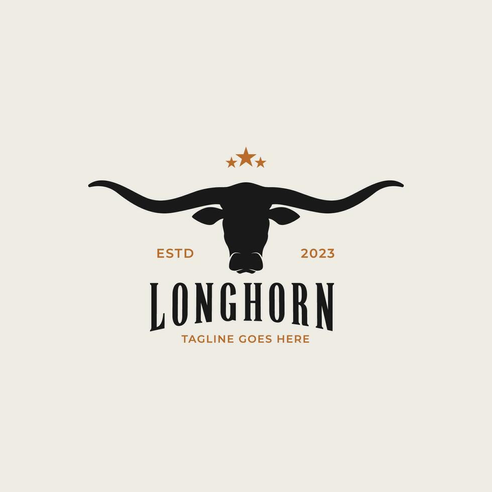 creatief wijnoogst Texas Longhorn land western logo ontwerp concept illustratie idee vector