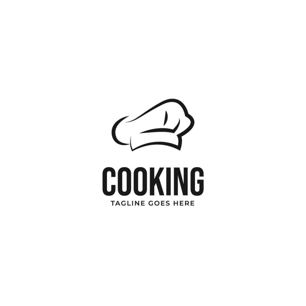 vlak chef hoed Koken logo ontwerp vector concept illustratie idee