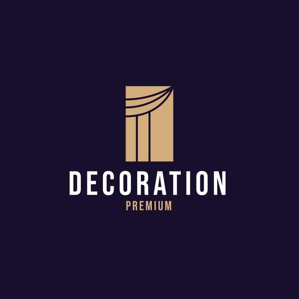 creatief gordijn logo gebouw decoratie vector ontwerp concept illustratie idee