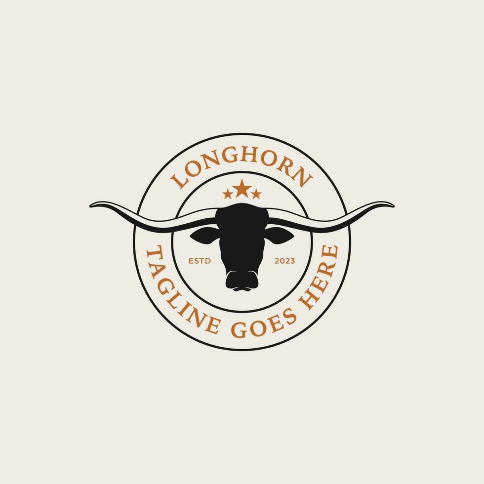 creatief wijnoogst Texas Longhorn land western logo ontwerp concept illustratie idee vector