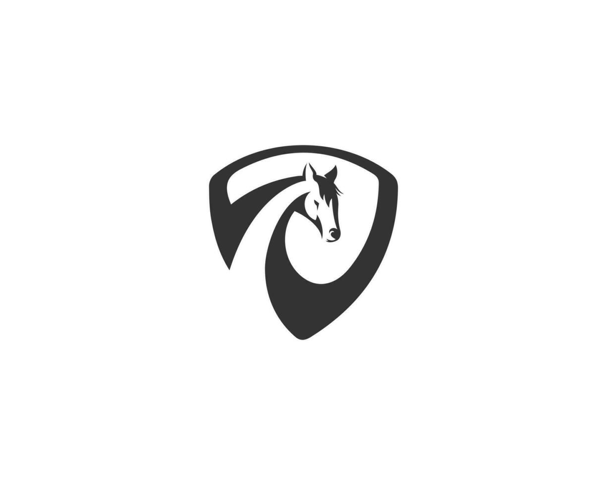 Koninklijk schild paard logo embleem. elegant hengst schild icoon. ruiter paard tonen symbool vector illustratie.
