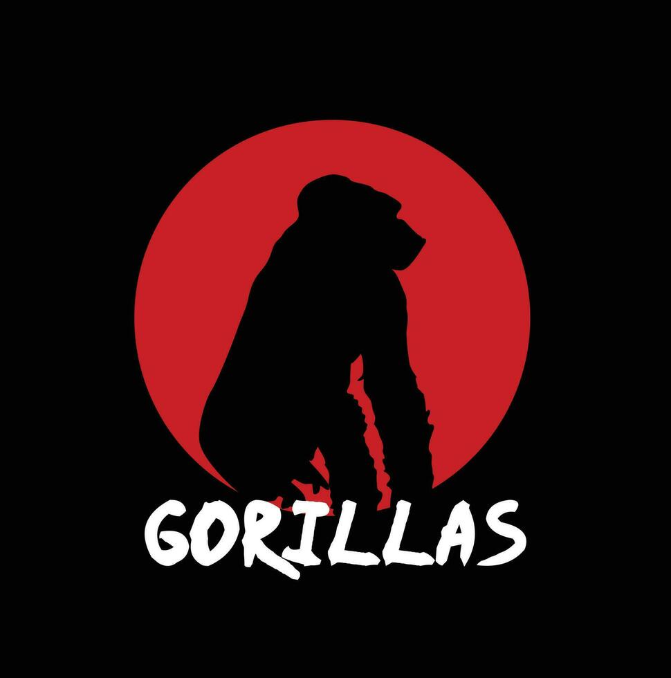 vector illustraties artwork gorilla's silhouet geïsoleerd Aan zwart achtergrond