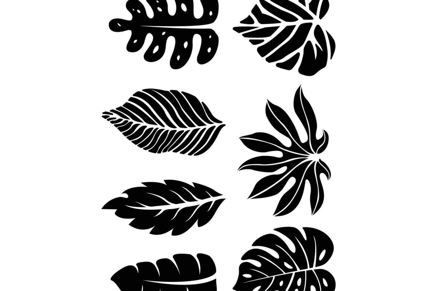 blad reeks bundel silhouet vector illustratie Bedrijfsmiddel element natuur, plant, bloem, tropisch doorbladert bewerkbare