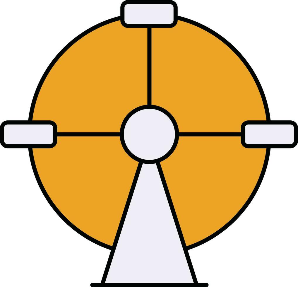 ferris wiel icoon in geel en wit kleur. vector