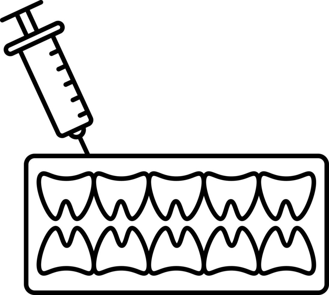 tandheelkundig anesthesie icoon in zwart schets. vector