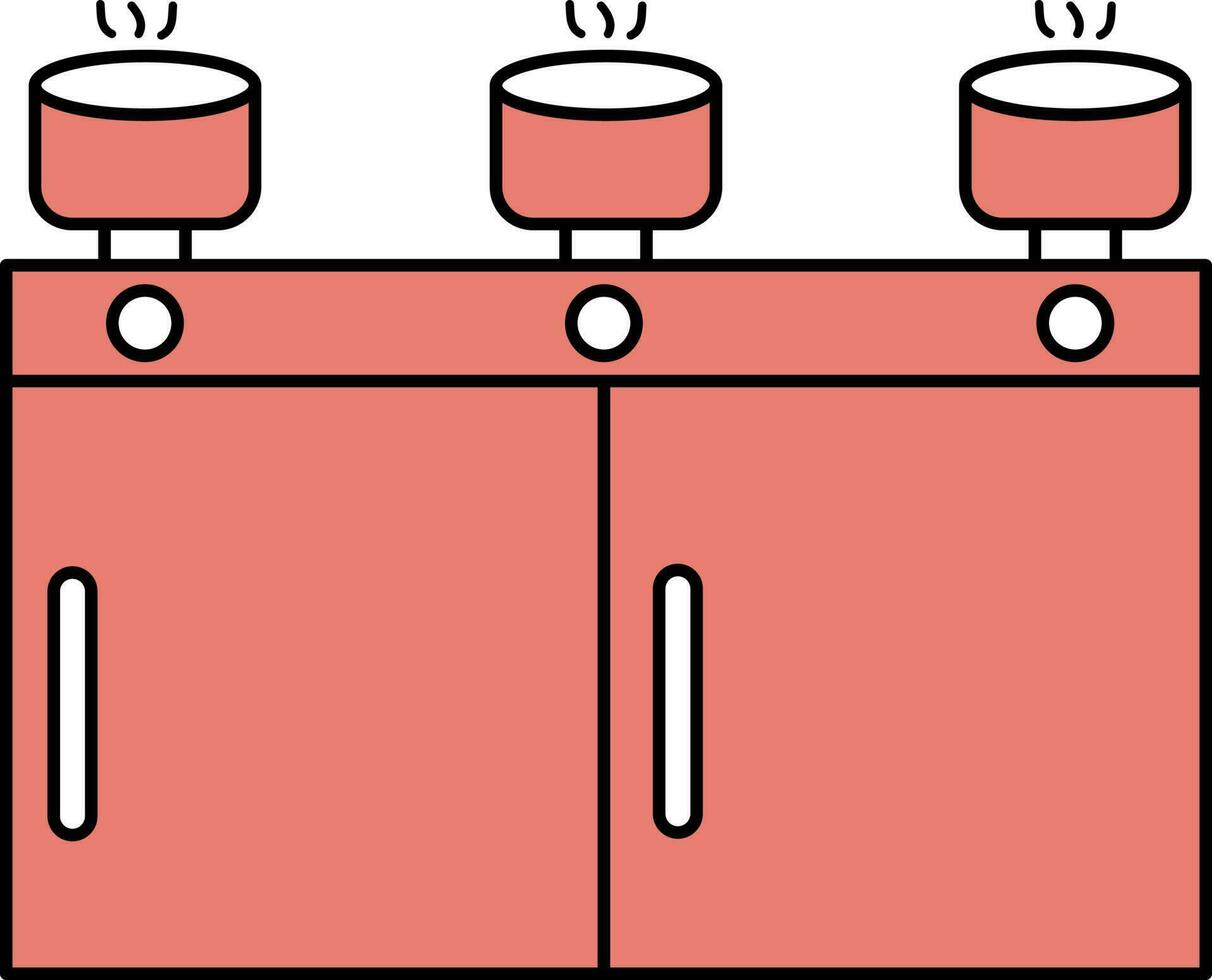 modern gas- fornuis icoon in rood en wit kleur. vector