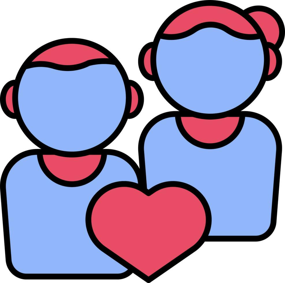 gezichtsloos paar met hart icoon in blauw en roze kleur. vector