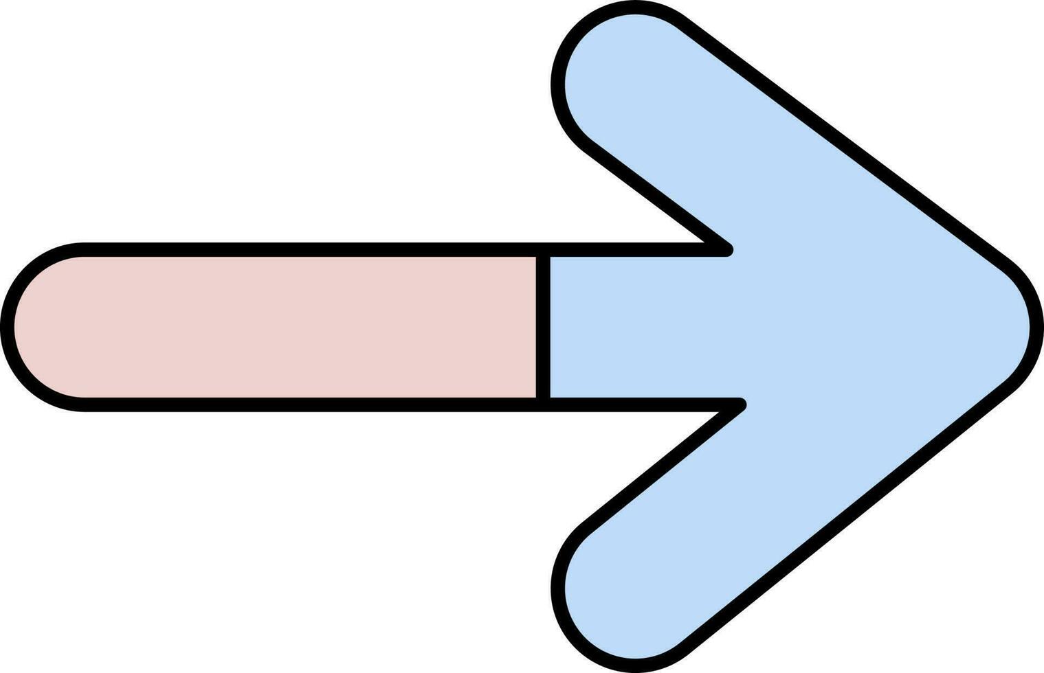 illustratie van Rechtsaf pijl icoon in roze en blauw kleur. vector