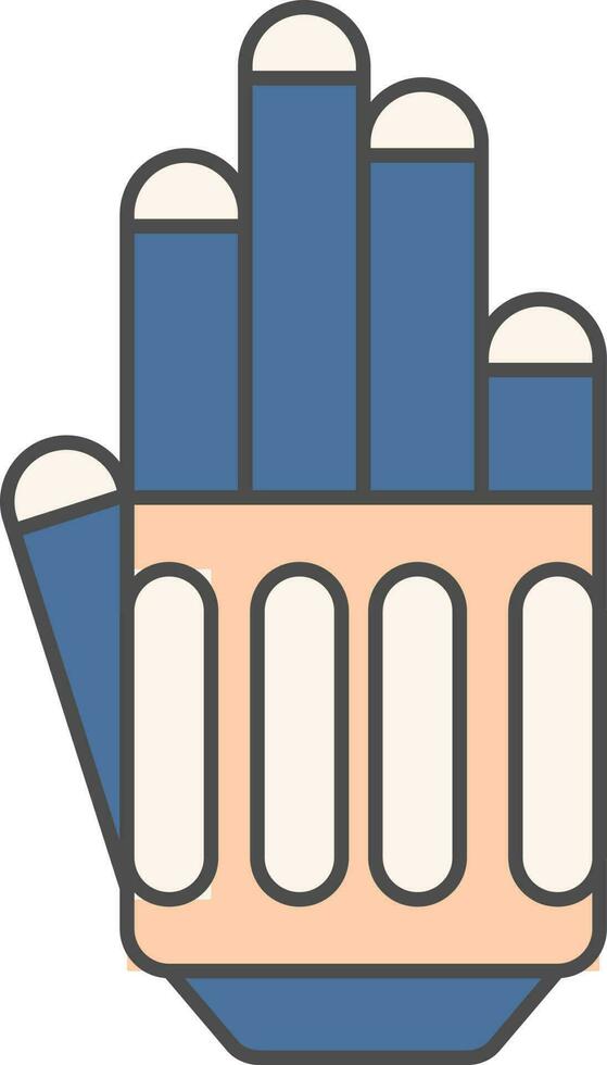 krekel handschoen icoon in blauw en oranje kleur. vector