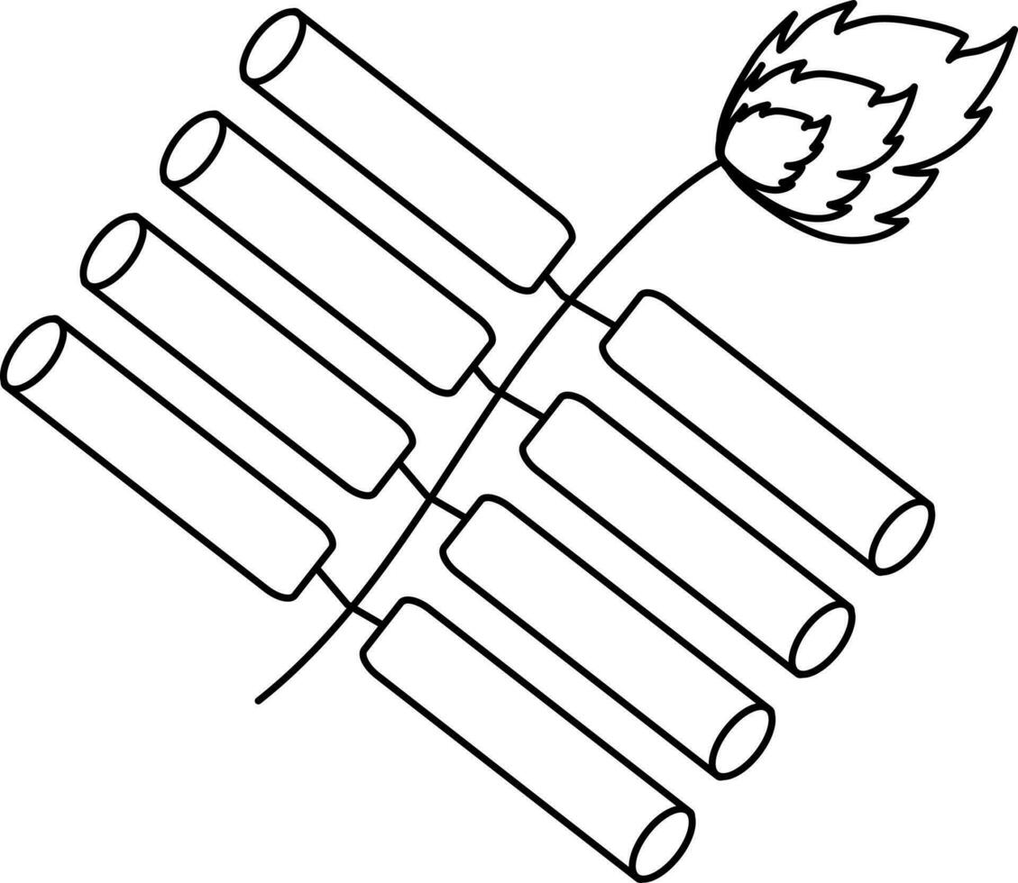 zwart schets dynamiet bom icoon of symbool. vector