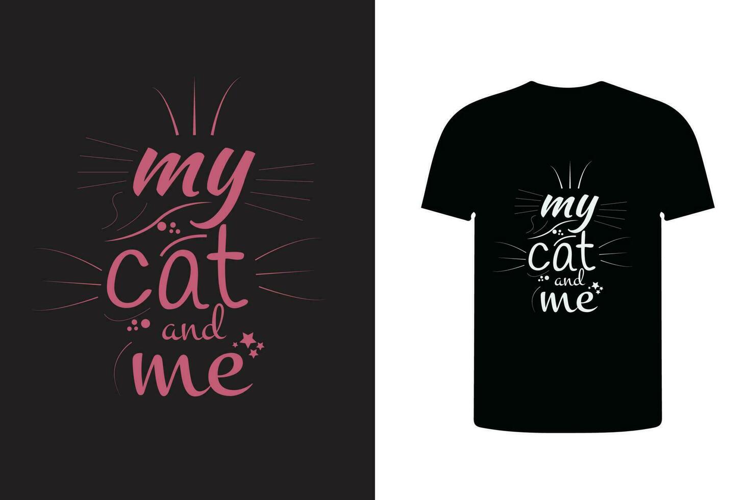 mijn kat en me hand- getrokken typografie t overhemd ontwerp, kat t overhemd ontwerp vector