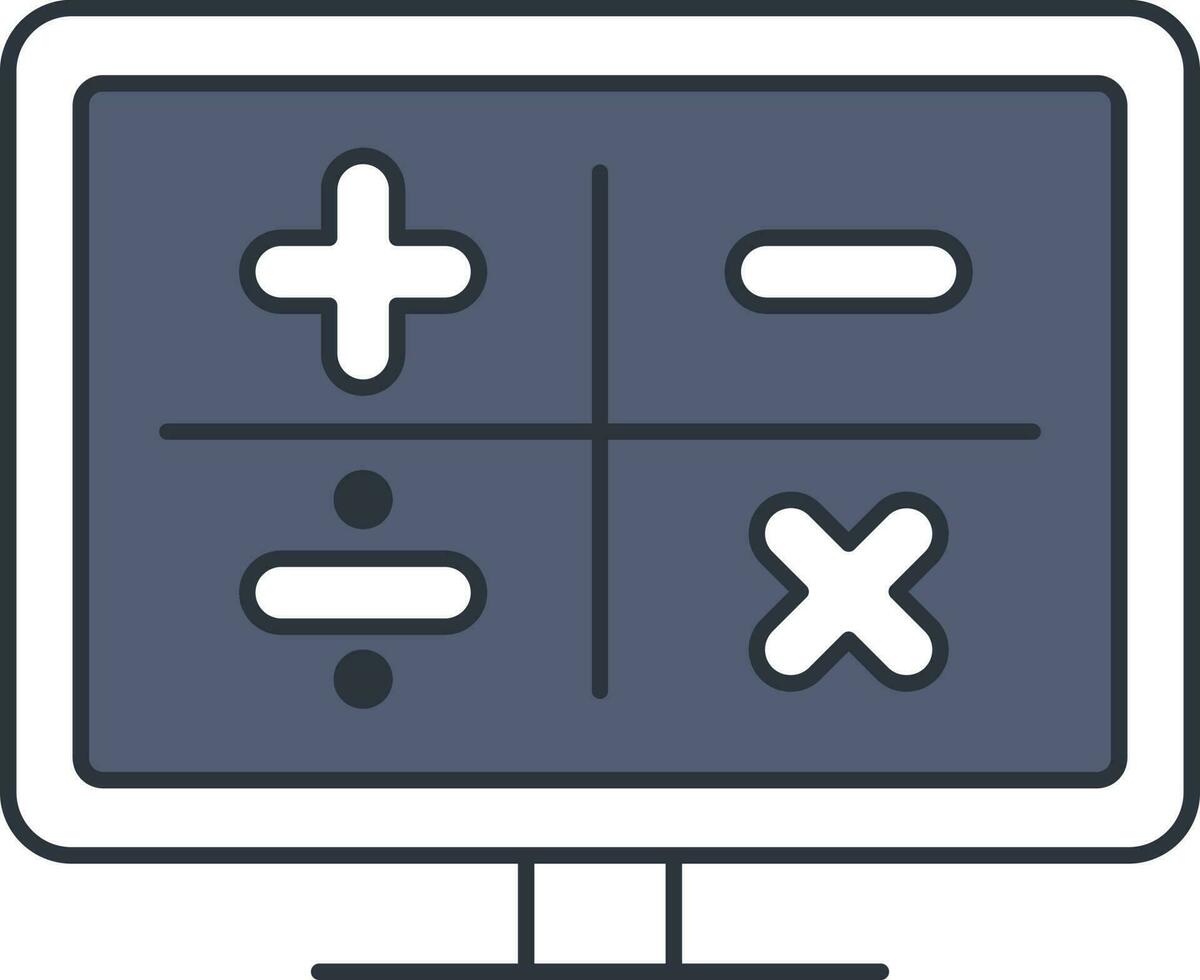vlak stijl rekenmachine teken in bureaublad icoon. vector
