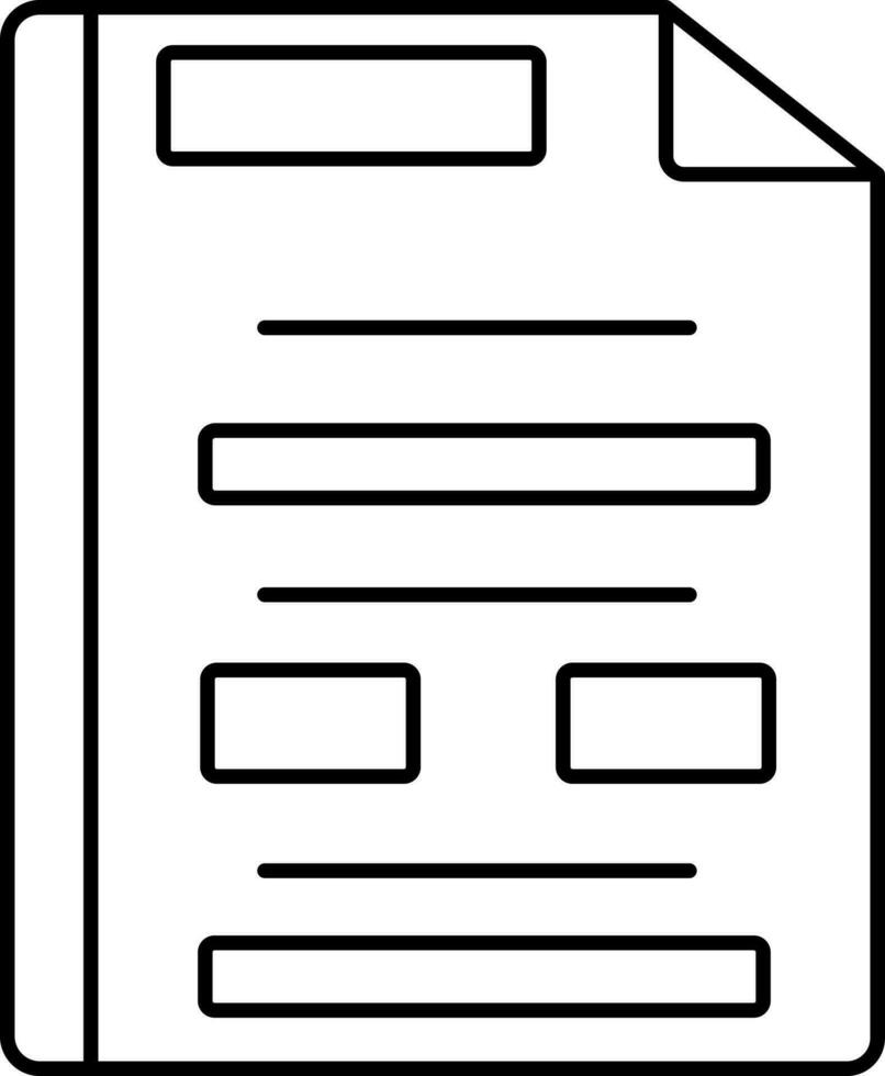 document papier of het formulier icoon in zwart lijn kunst. vector