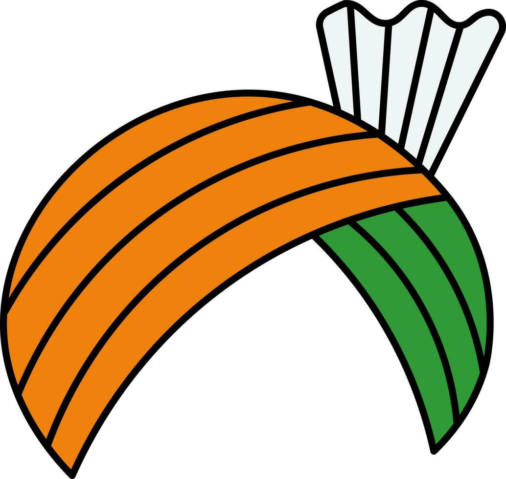 Indië driekleur tulband icoon in vlak stijl. vector