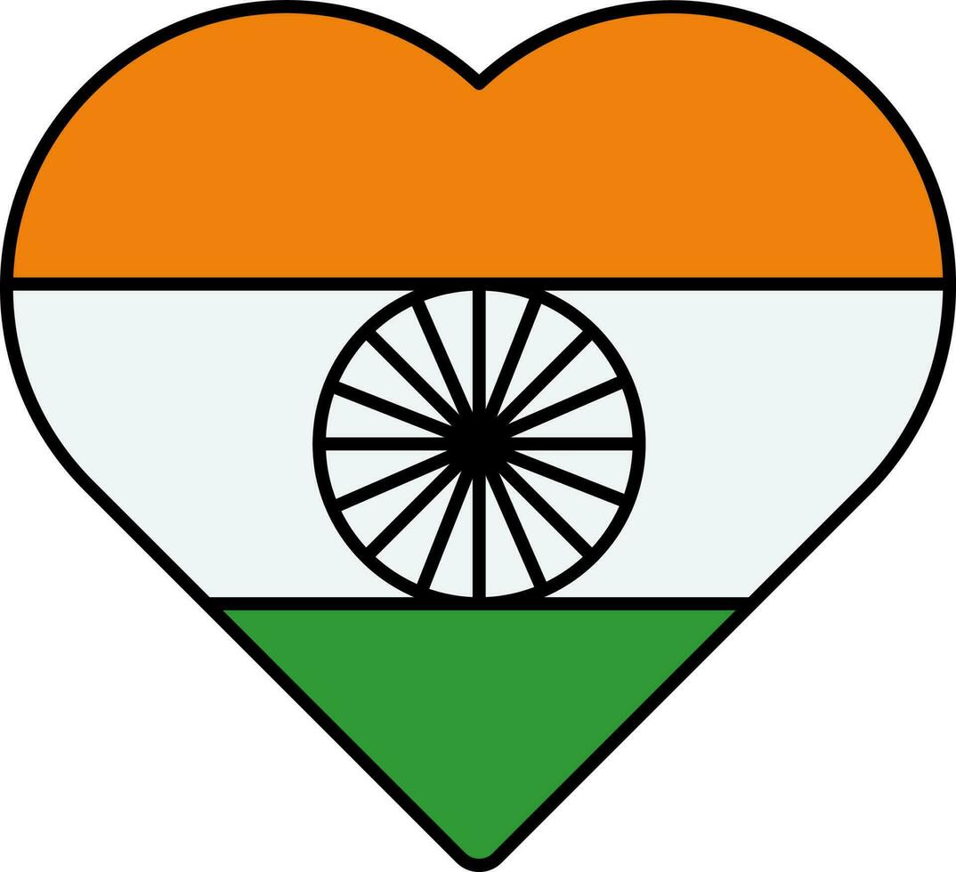 Indisch vlag hart icoon in vlak stijl. vector