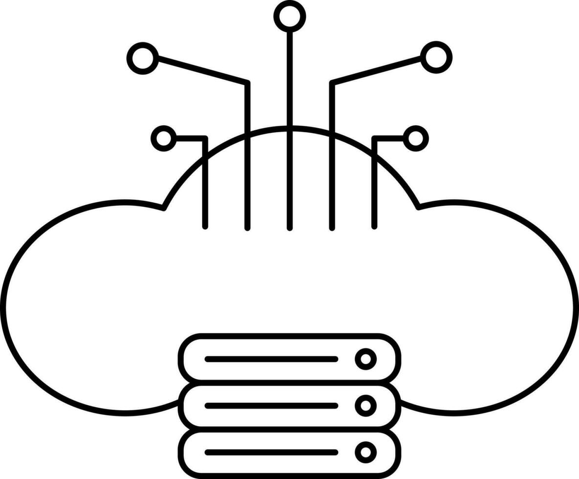geïsoleerd wolk berekenen met server icoon in beroerte stijl. vector