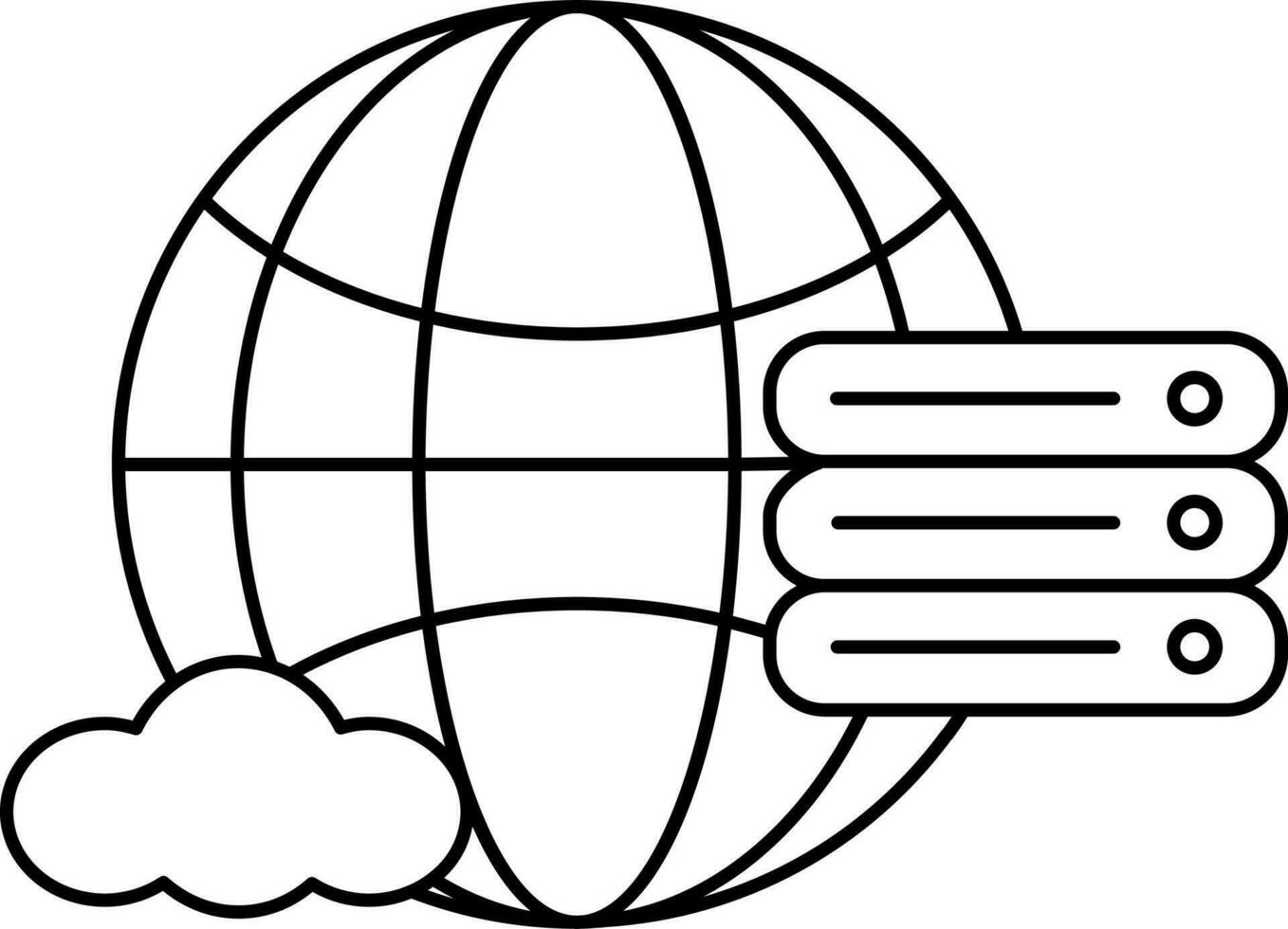 globaal server icoon in dun lijn kunst. vector