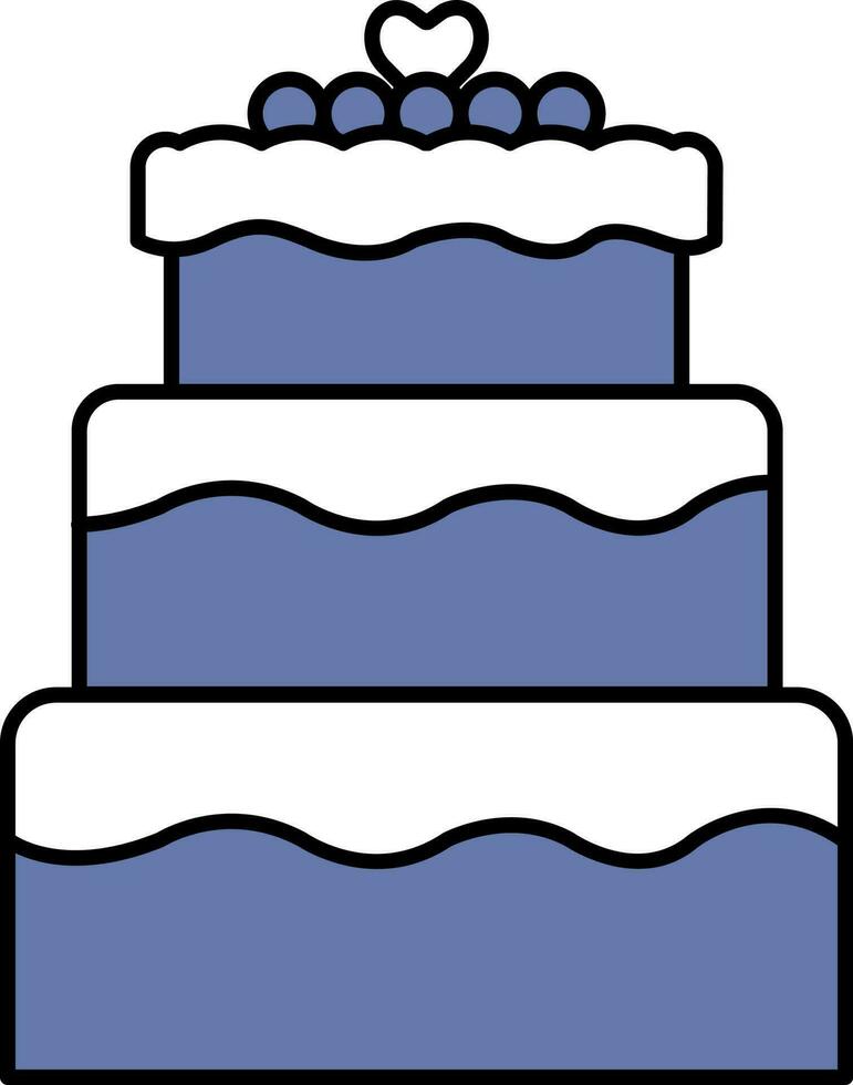 vlak stijl taart icoon in blauw en wit kleur. vector