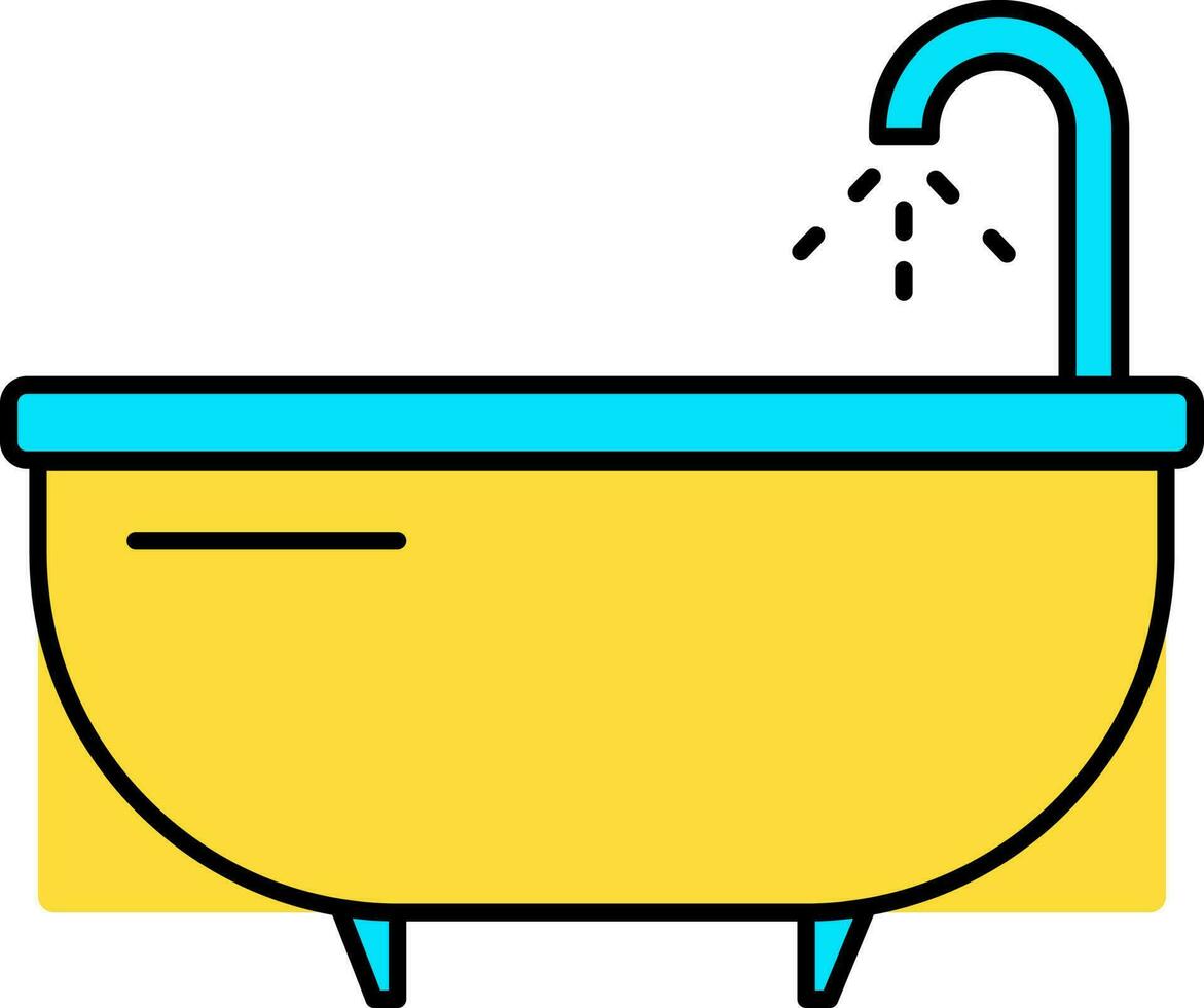 vlak stijl bad icoon in blauw en geel kleur. vector