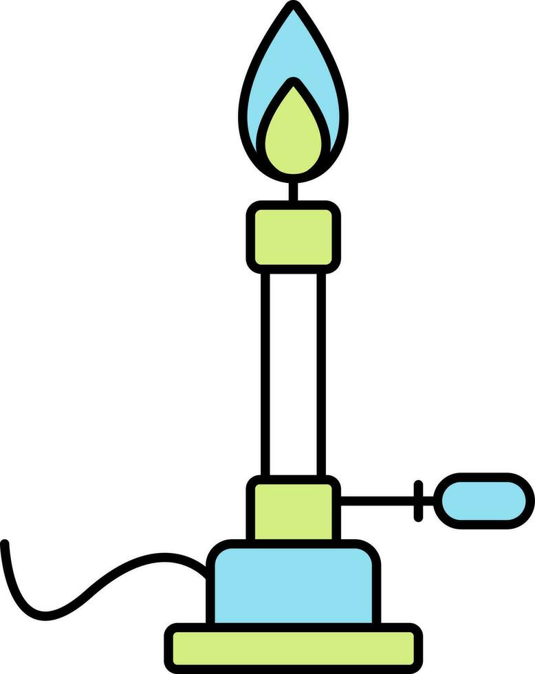 Bunsen brander icoon in groen en blauw kleur. vector