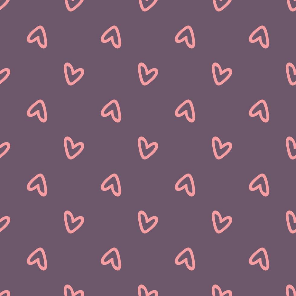 roze hartjes op paarse achtergrond naadloze patroon. ontwerp voor Valentijnsdag. vector illustratie