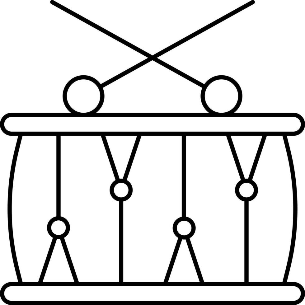 kruis stok Aan strik trommel zwart beroerte icoon. vector