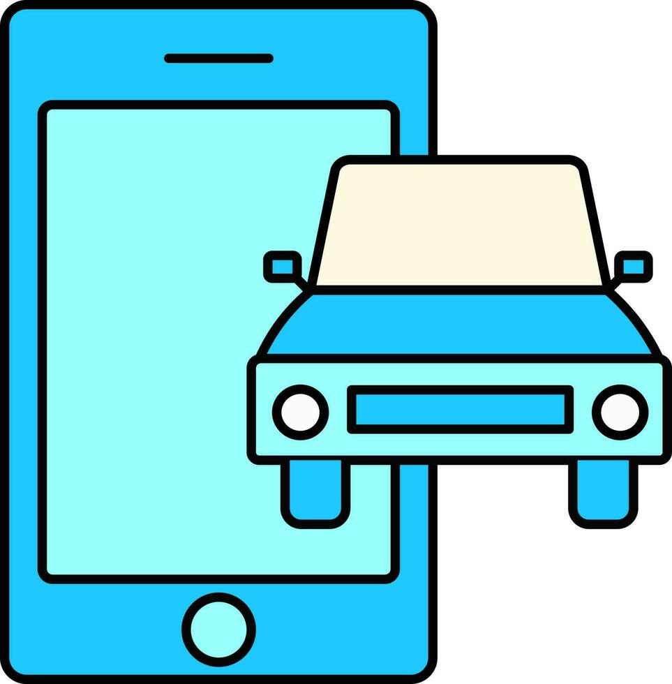 blauw smartphone met auto icoon in vlak stijl. vector